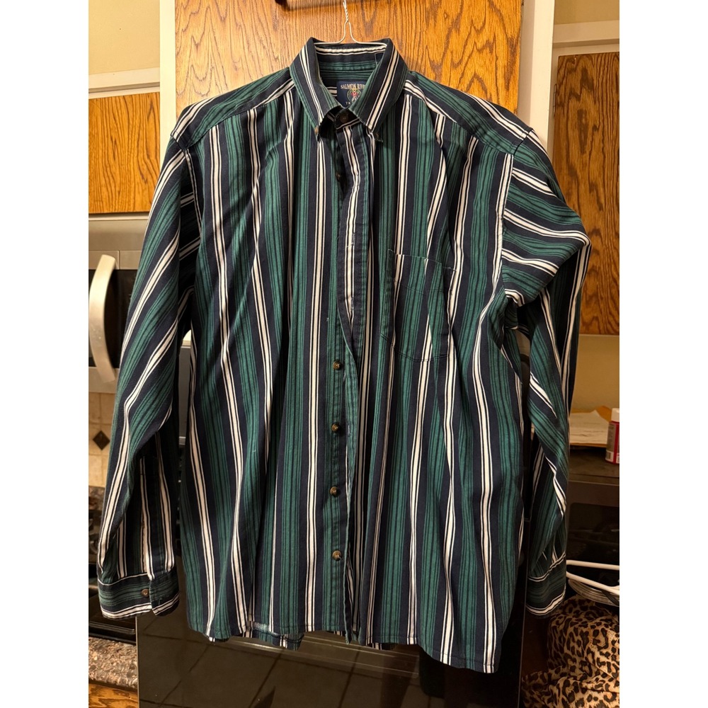 Salmon River Traders Tall‎ Man Striped Button Down Shirt Men's Long Sleeve